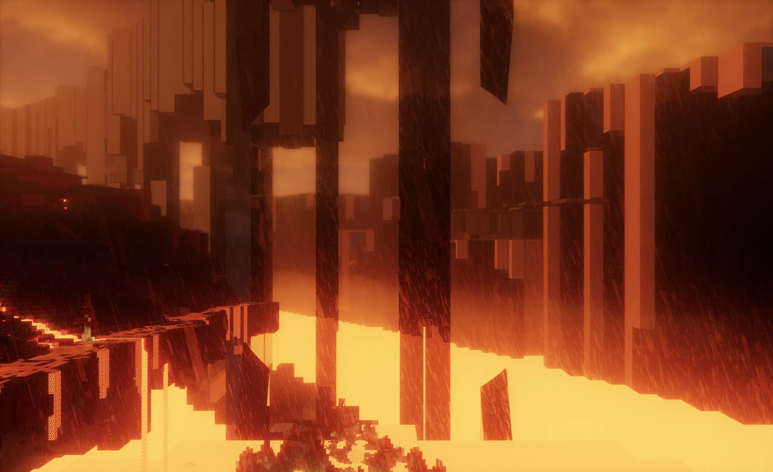 包围主岛的环形结构，部分结构内部有洞穴